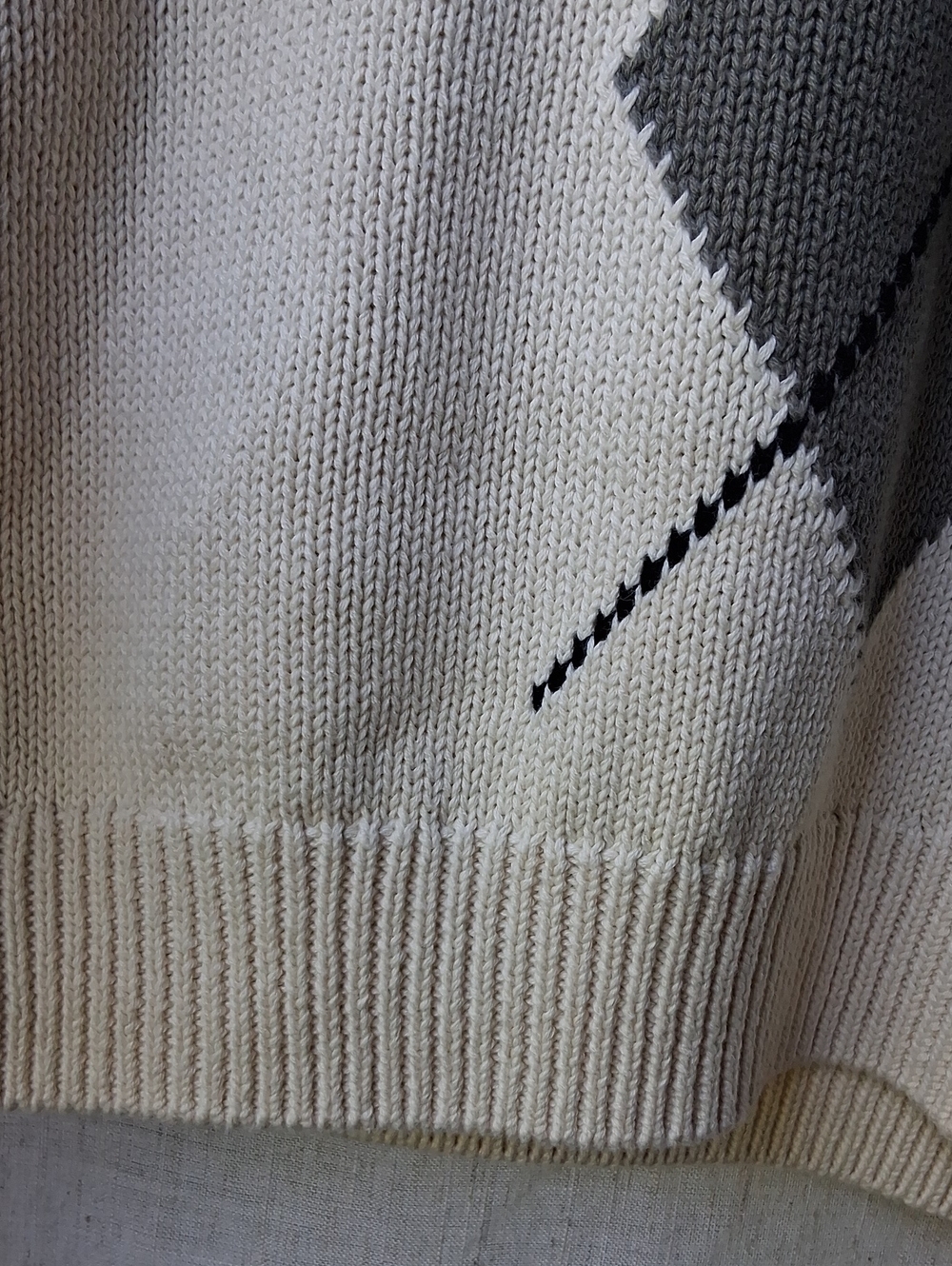 1. State Argyle Sweater Cream Knit M 100% Cotton - Picture 6 of 12